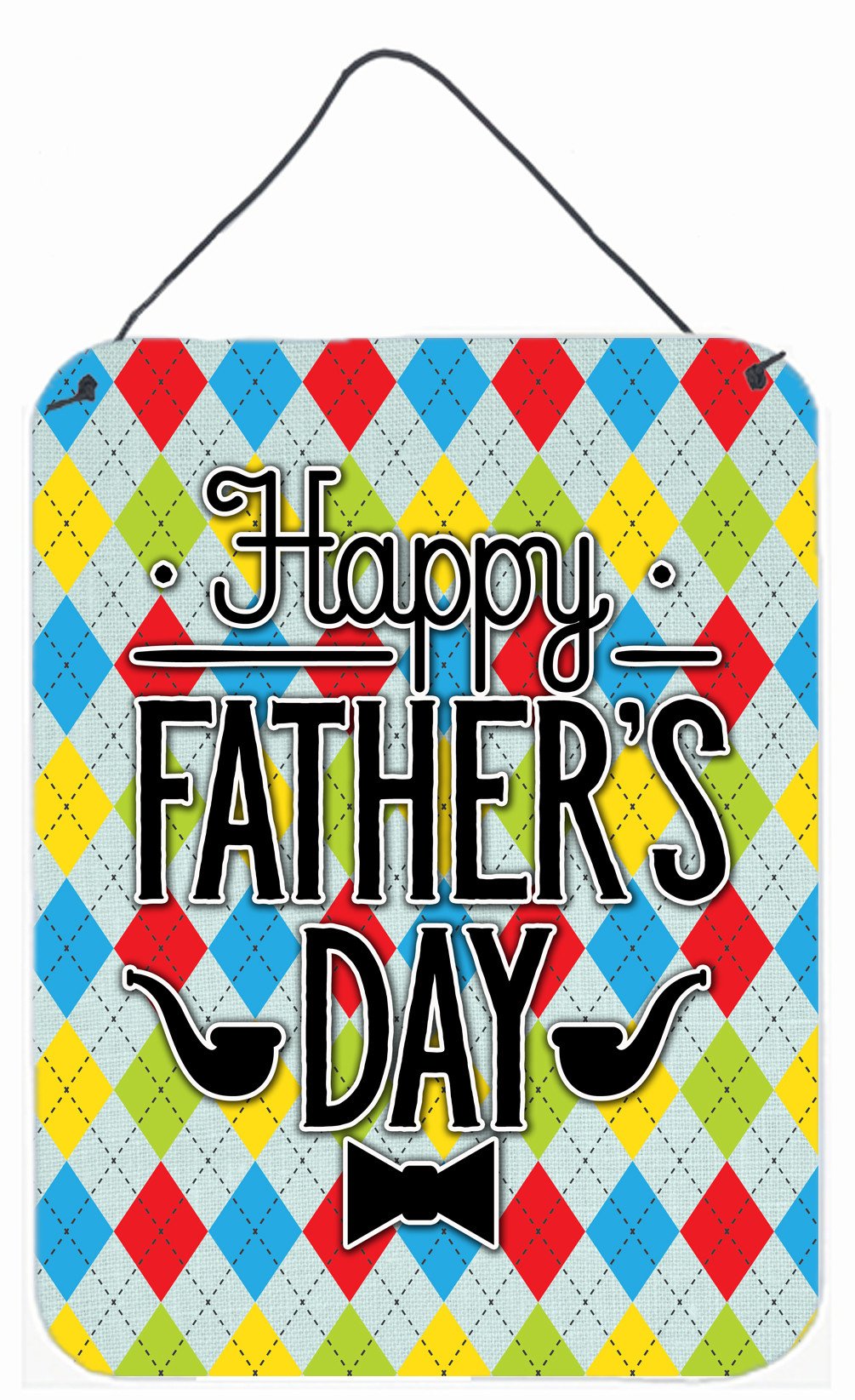 Happy Father&#39;s Day Argyle Wall or Door Hanging Prints BB5439DS1216 by Caroline&#39;s Treasures