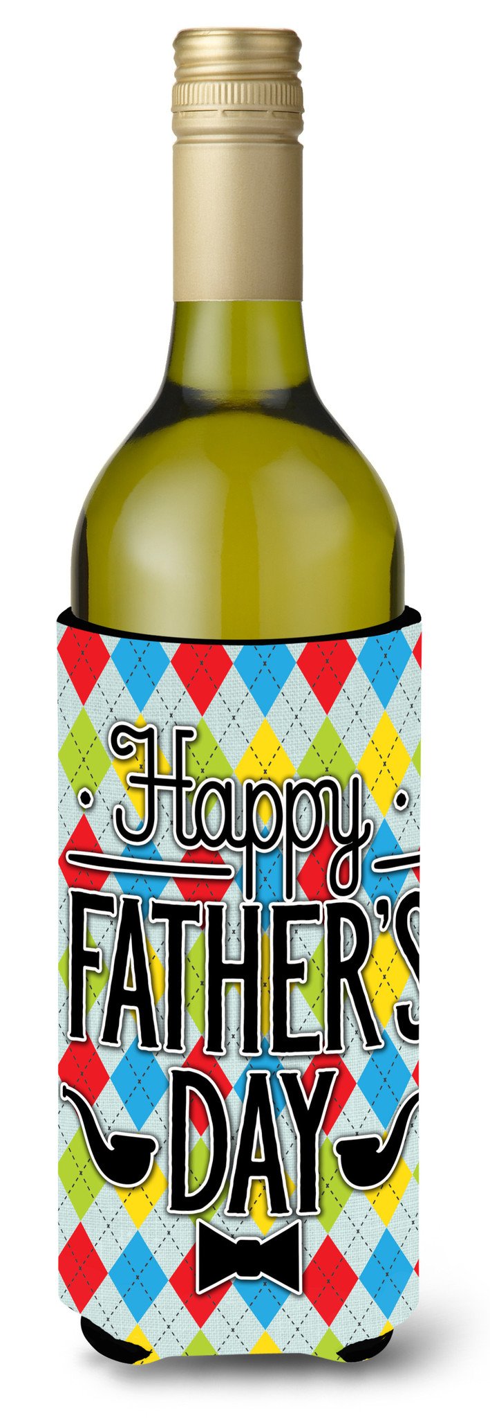 Happy Father&#39;s Day Argyle Wine Bottle Beverge Insulator Hugger BB5439LITERK by Caroline&#39;s Treasures