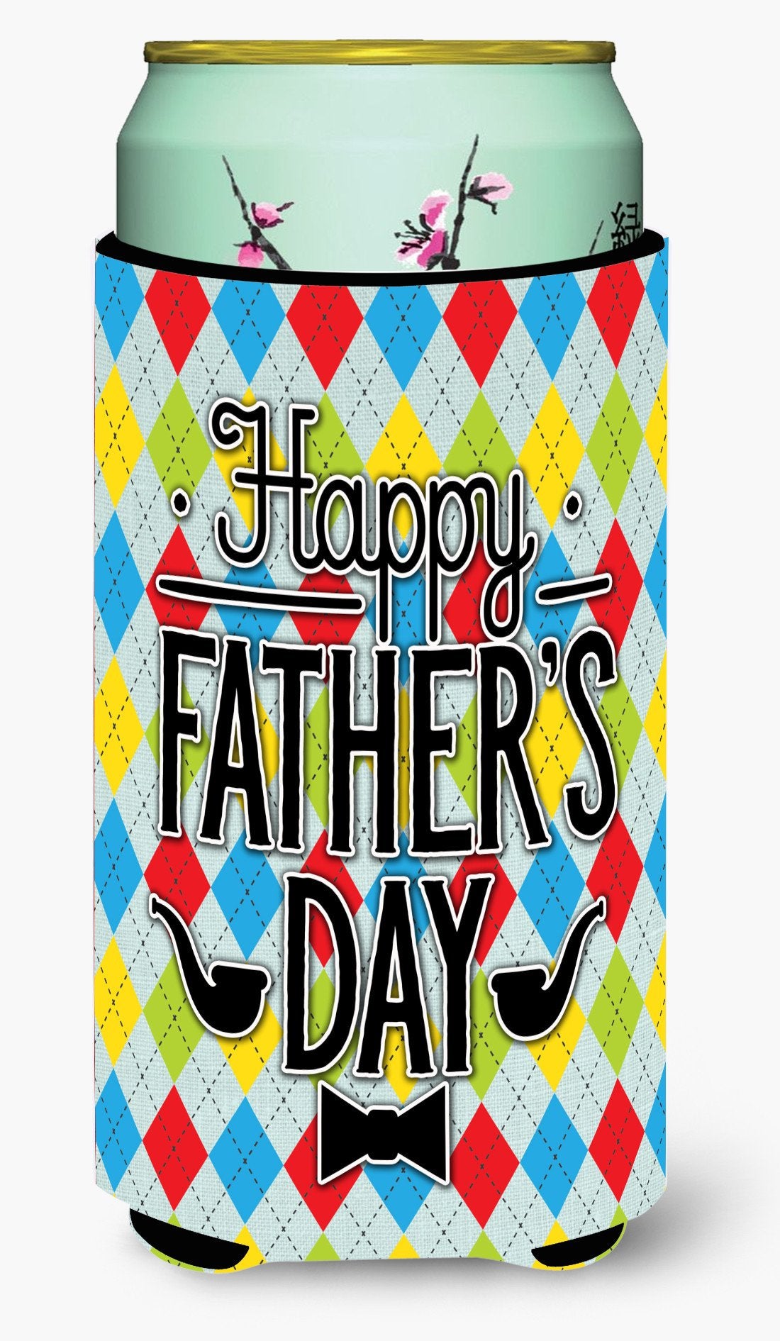 Happy Father&#39;s Day Argyle Tall Boy Beverage Insulator Hugger BB5439TBC by Caroline&#39;s Treasures
