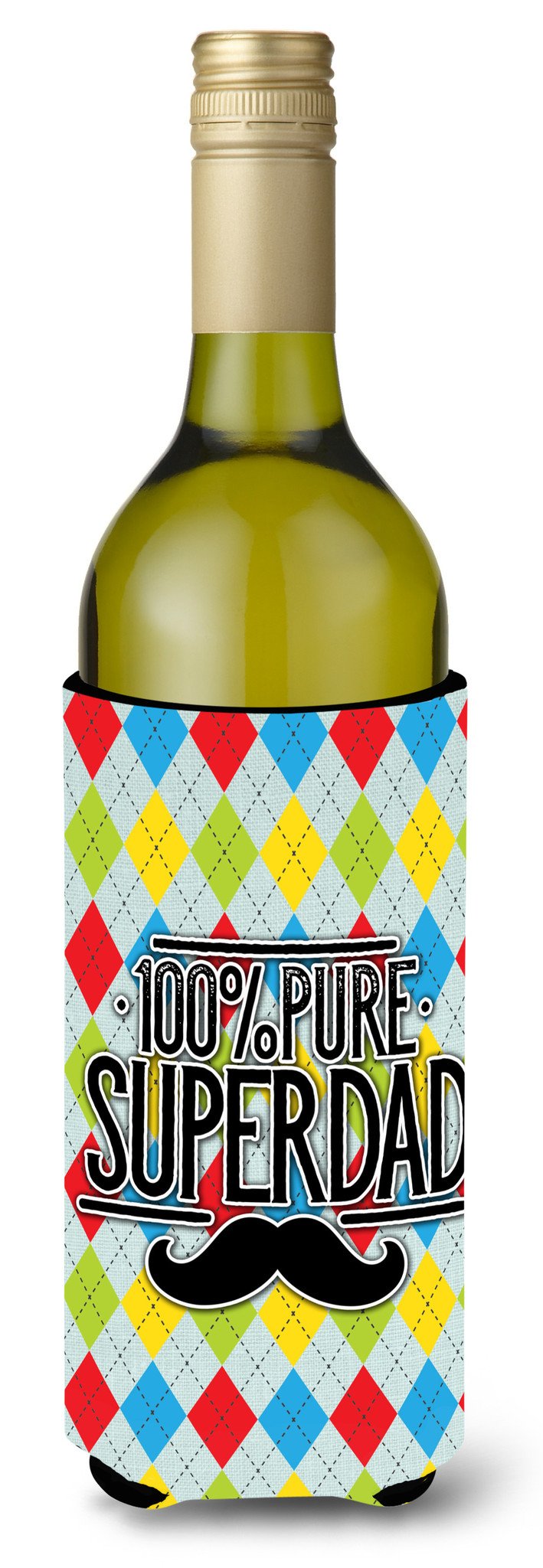 100% Pure Dad Argyle Wine Bottle Beverge Insulator Hugger BB5440LITERK by Caroline&#39;s Treasures
