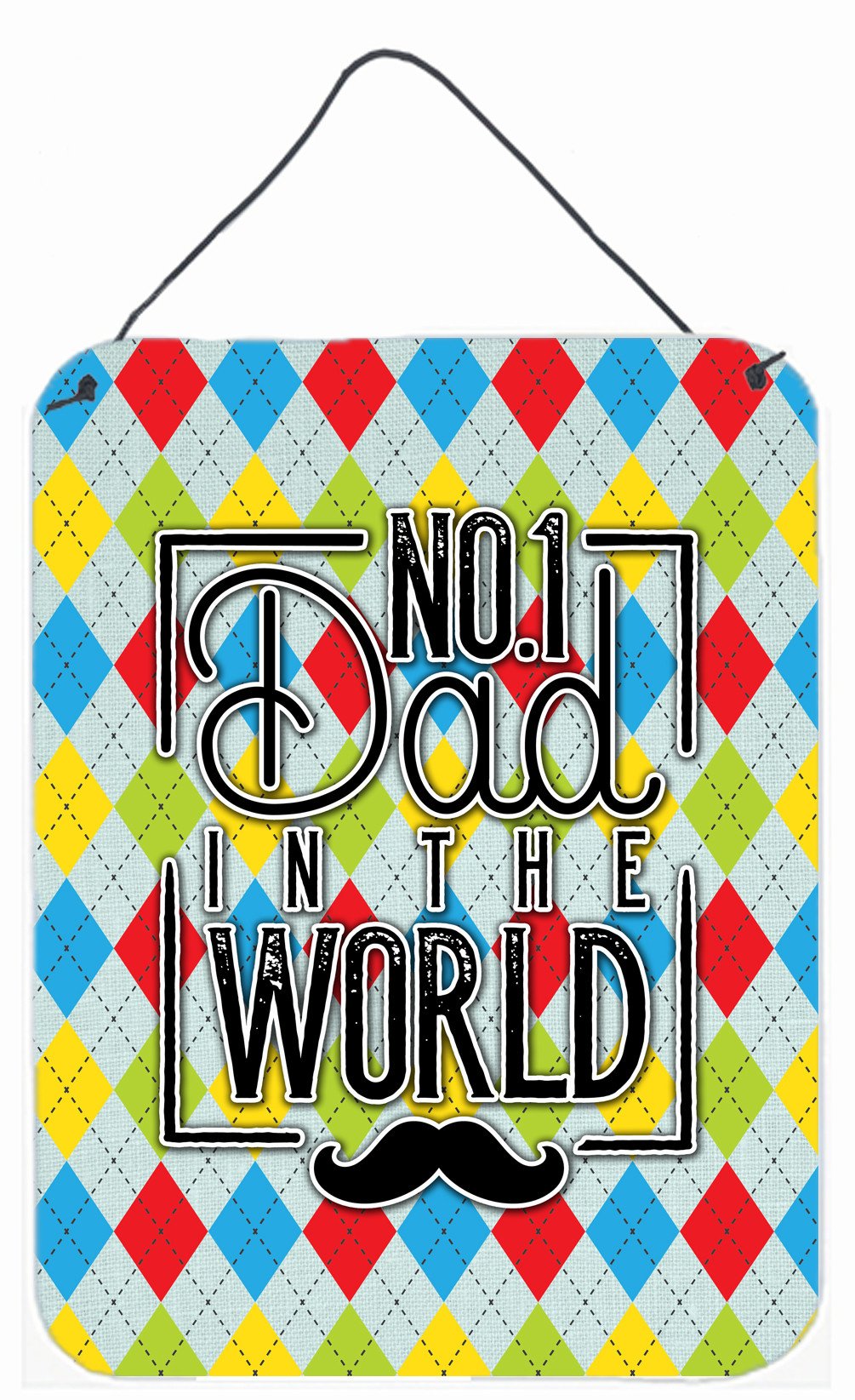 No 1 Dad in the World Argyle Wall or Door Hanging Prints BB5441DS1216 by Caroline's Treasures