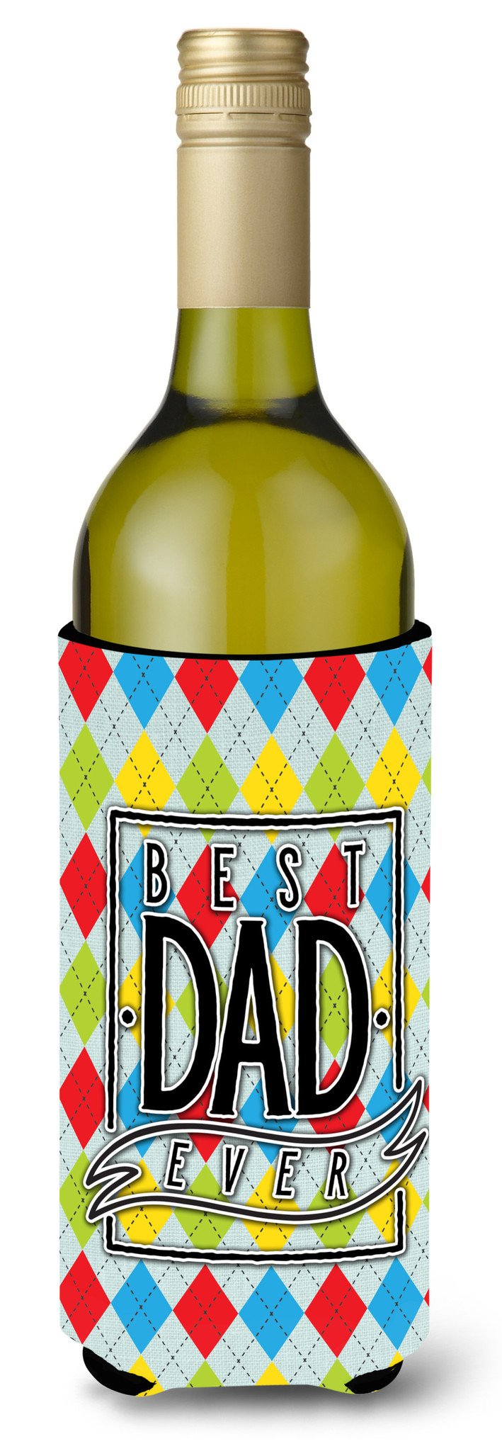 Best Dad Ever Argyle Wine Bottle Beverge Insulator Hugger BB5442LITERK by Caroline&#39;s Treasures