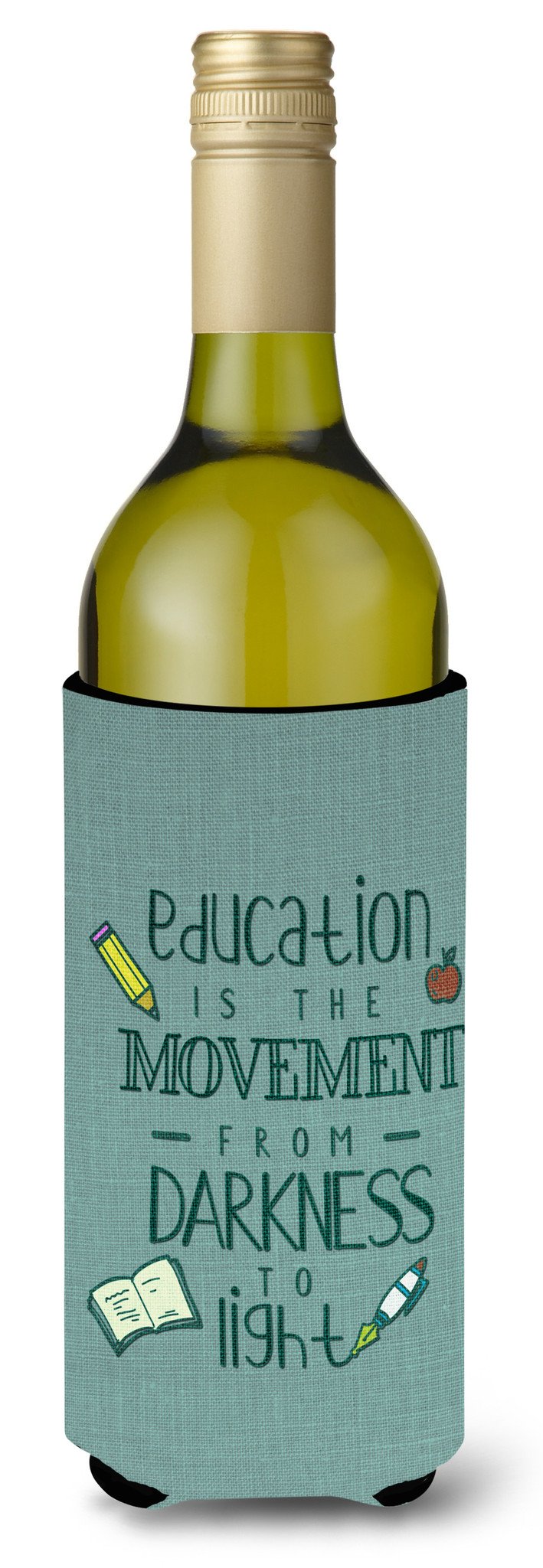 Education is Movement Teacher Wine Bottle Beverge Insulator Hugger BB5472LITERK by Caroline's Treasures