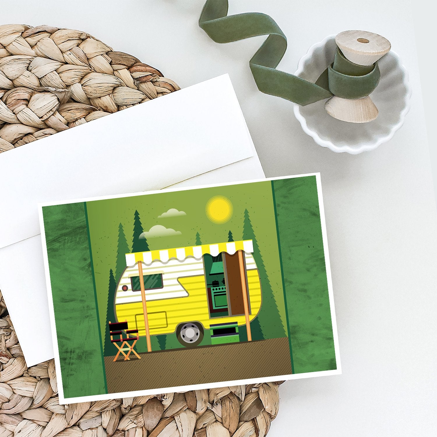 Greatest Adventure Retro Camper Greeting Cards and Envelopes Pack of 8 - the-store.com