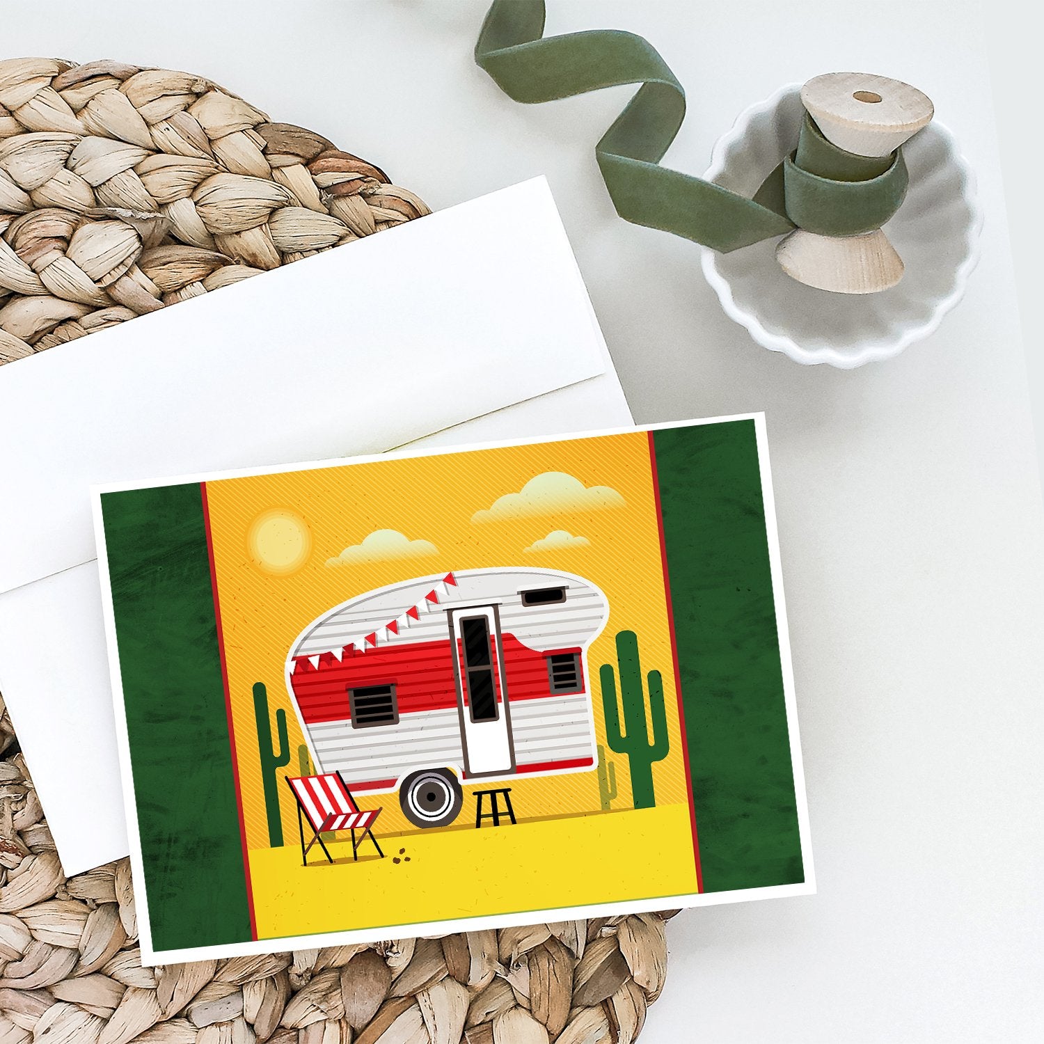 Buy this Greatest Adventure Retro Camper Desert Greeting Cards and Envelopes Pack of 8