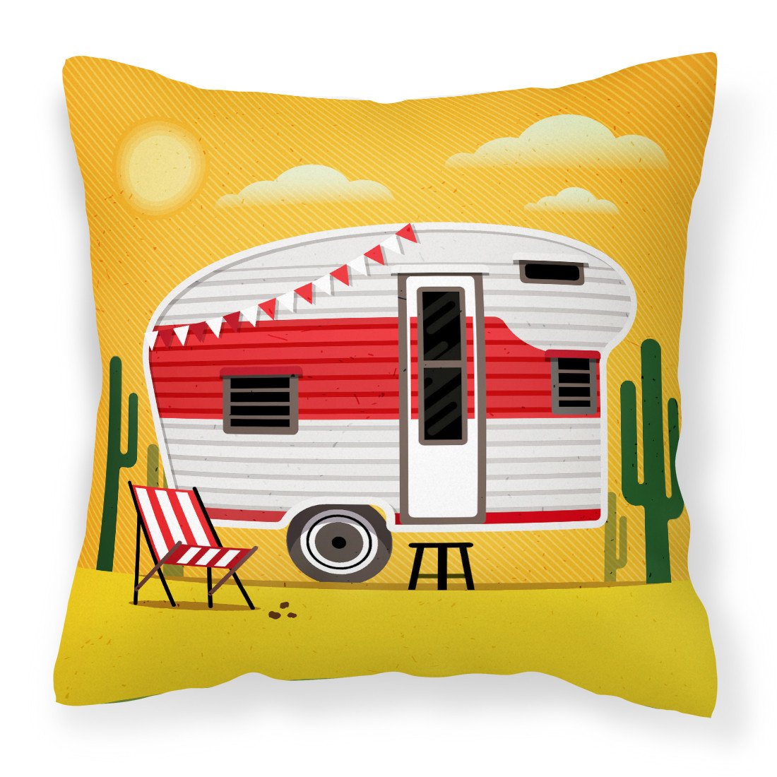 Greatest Adventure Retro Camper Desert Fabric Decorative Pillow BB5479PW1818 by Caroline's Treasures