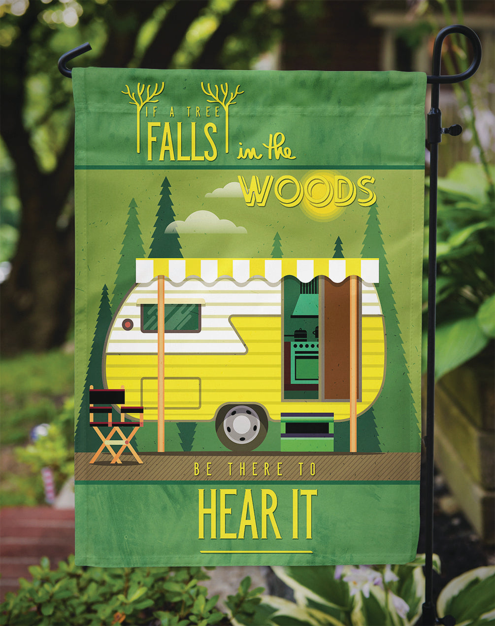 Be in the Woods Retro Camper Flag Garden Size BB5482GF  the-store.com.