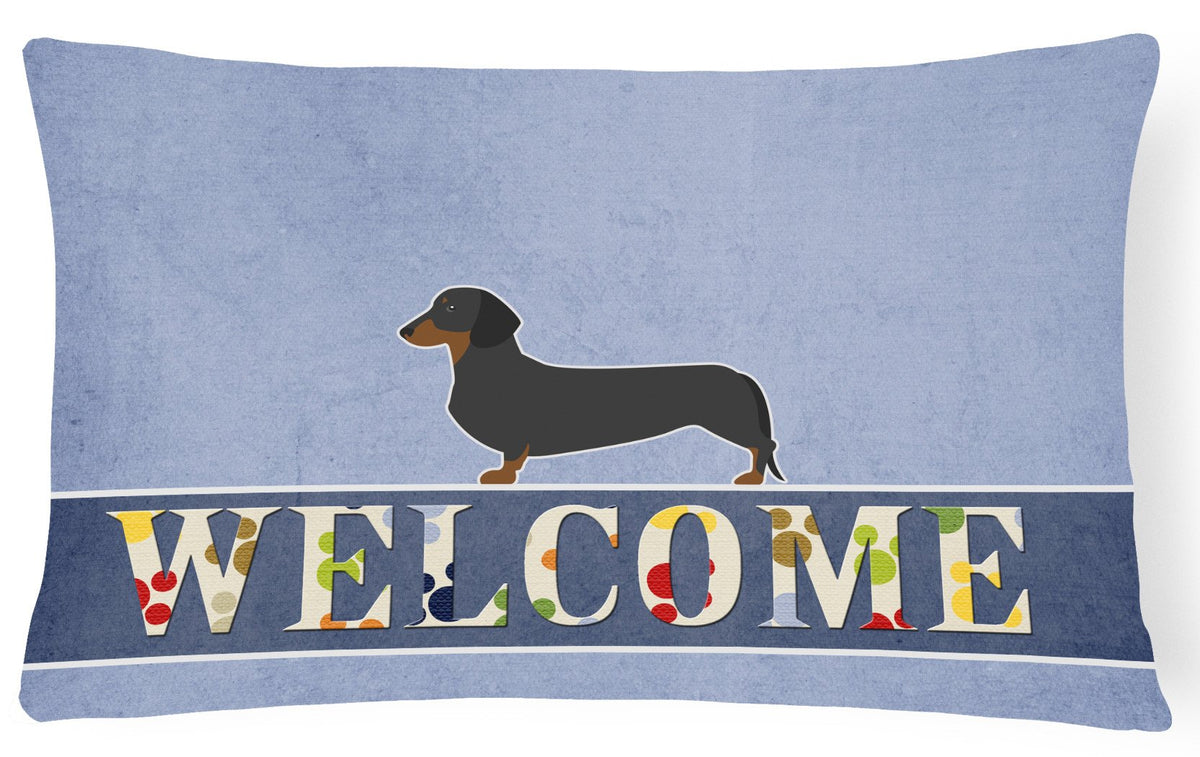 Dachshund Welcome Canvas Fabric Decorative Pillow BB5486PW1216 by Caroline&#39;s Treasures
