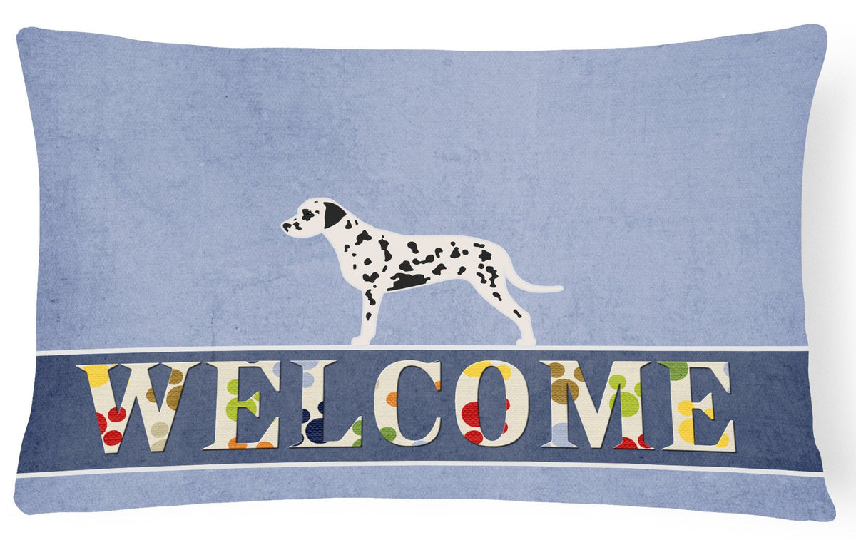 Dalmatian Welcome Canvas Fabric Decorative Pillow BB5487PW1216 by Caroline&#39;s Treasures