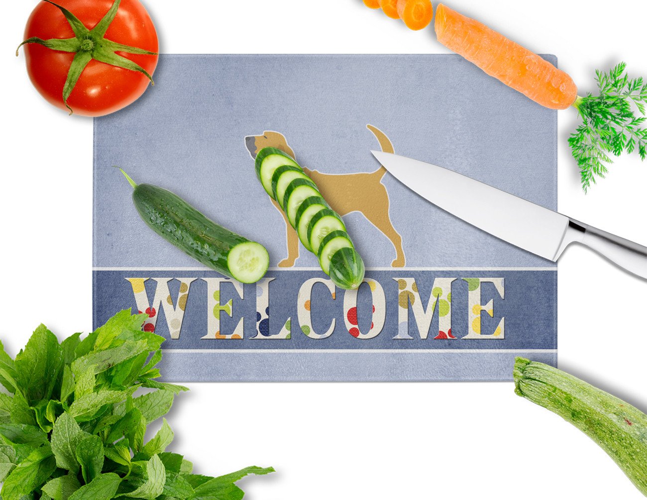 Bloodhound Welcome Glass Cutting Board Large BB5488LCB by Caroline's Treasures