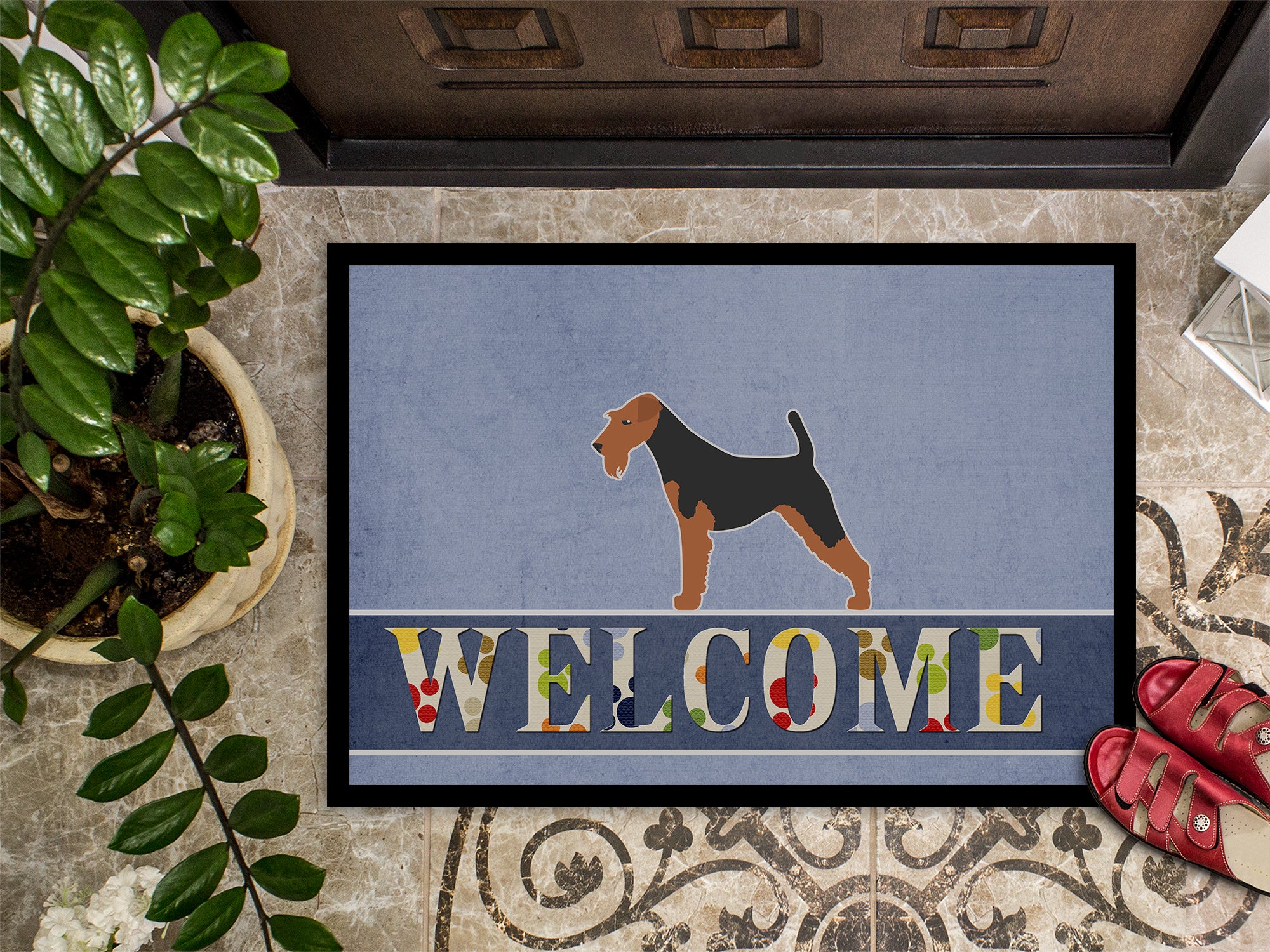 Welsh Terrier Welcome Indoor or Outdoor Mat 18x27 BB5489MAT - the-store.com