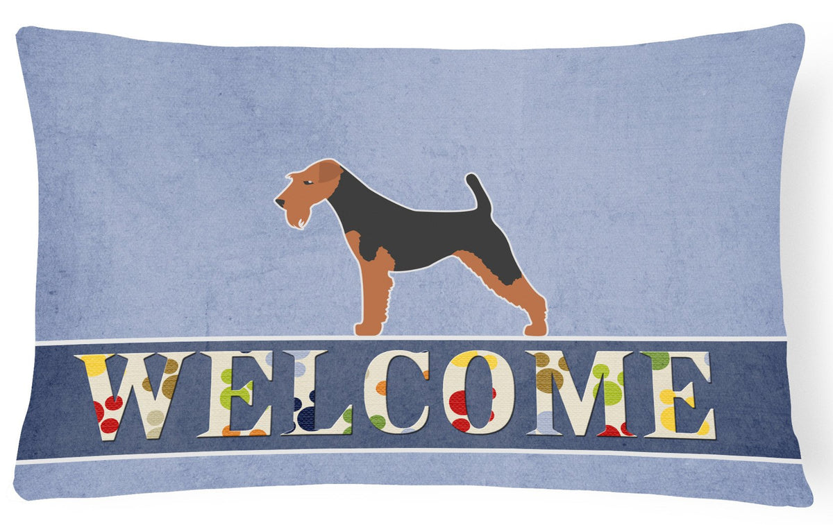 Welsh Terrier Welcome Canvas Fabric Decorative Pillow BB5489PW1216 by Caroline&#39;s Treasures