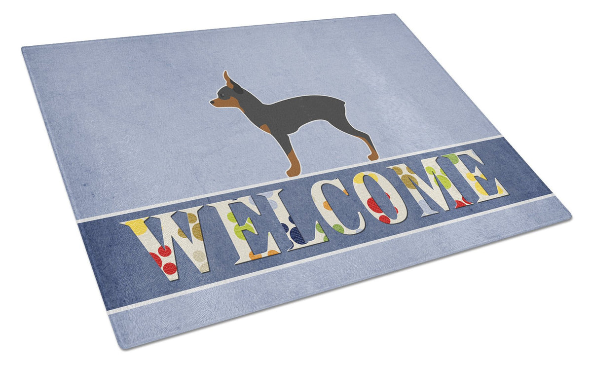 Toy Fox Terrier Welcome Glass Cutting Board Large BB5491LCB by Caroline&#39;s Treasures