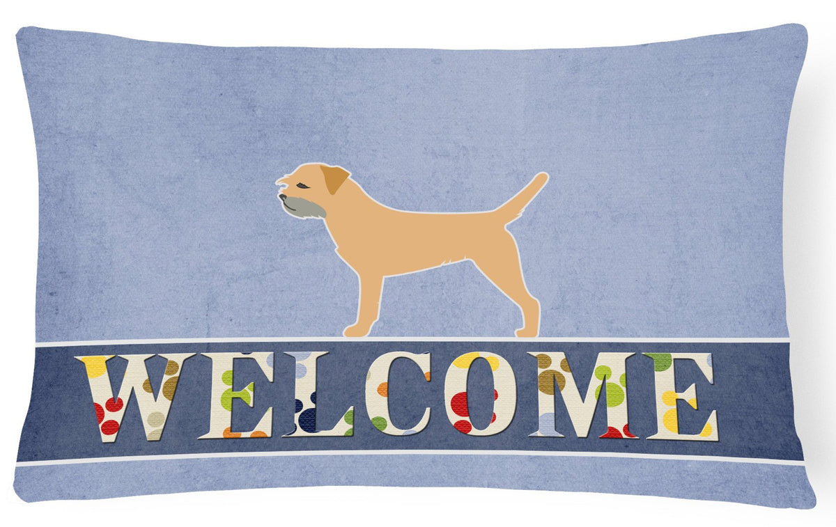 Border Terrier Welcome Canvas Fabric Decorative Pillow BB5493PW1216 by Caroline&#39;s Treasures