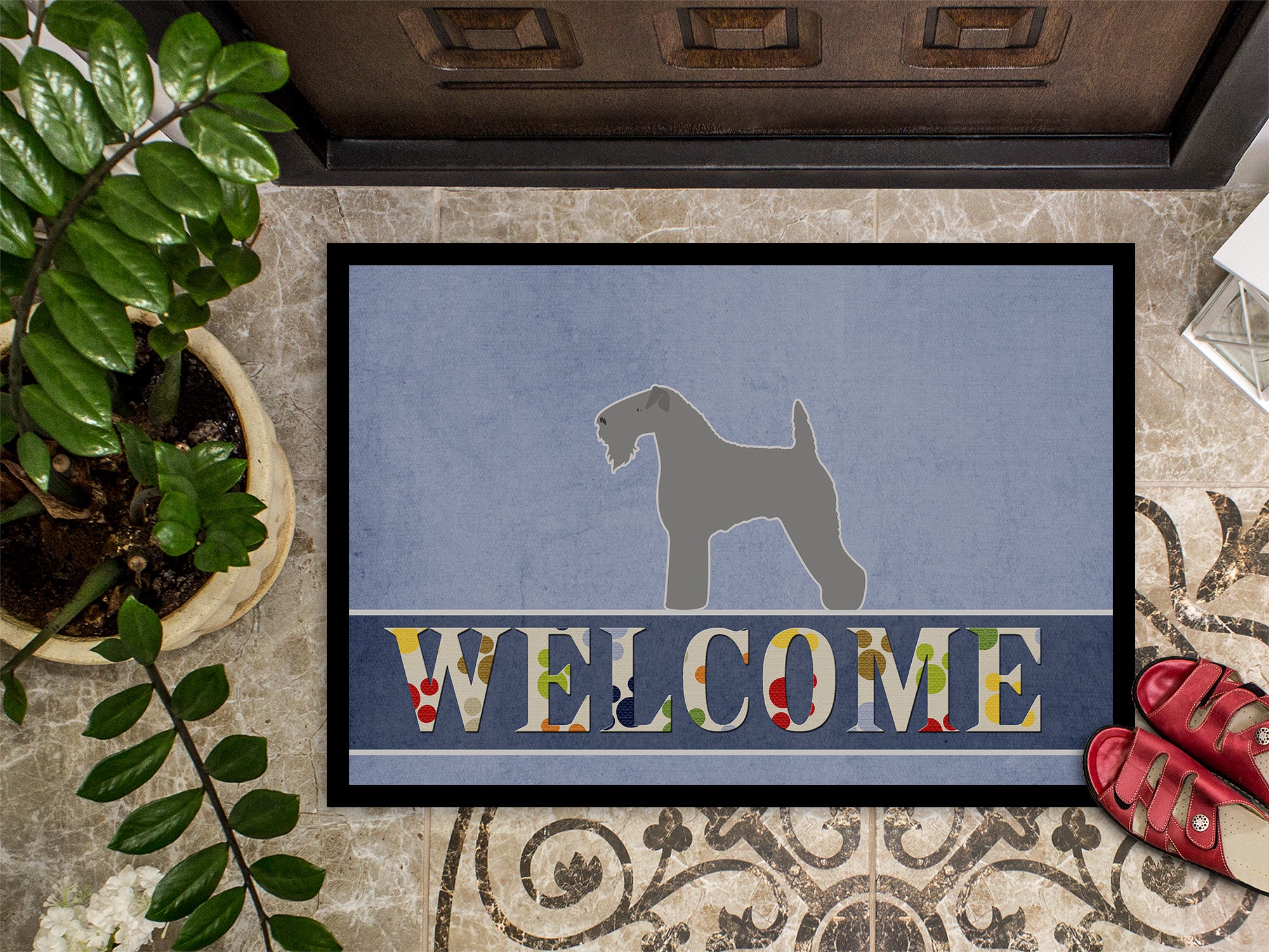 Kerry Blue Terrier Welcome Indoor or Outdoor Mat 18x27 BB5496MAT - the-store.com
