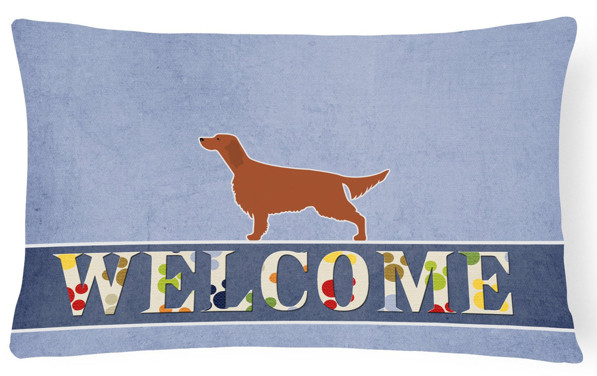 Irish Setter Welcome Canvas Fabric Decorative Pillow BB5497PW1216 by Caroline&#39;s Treasures