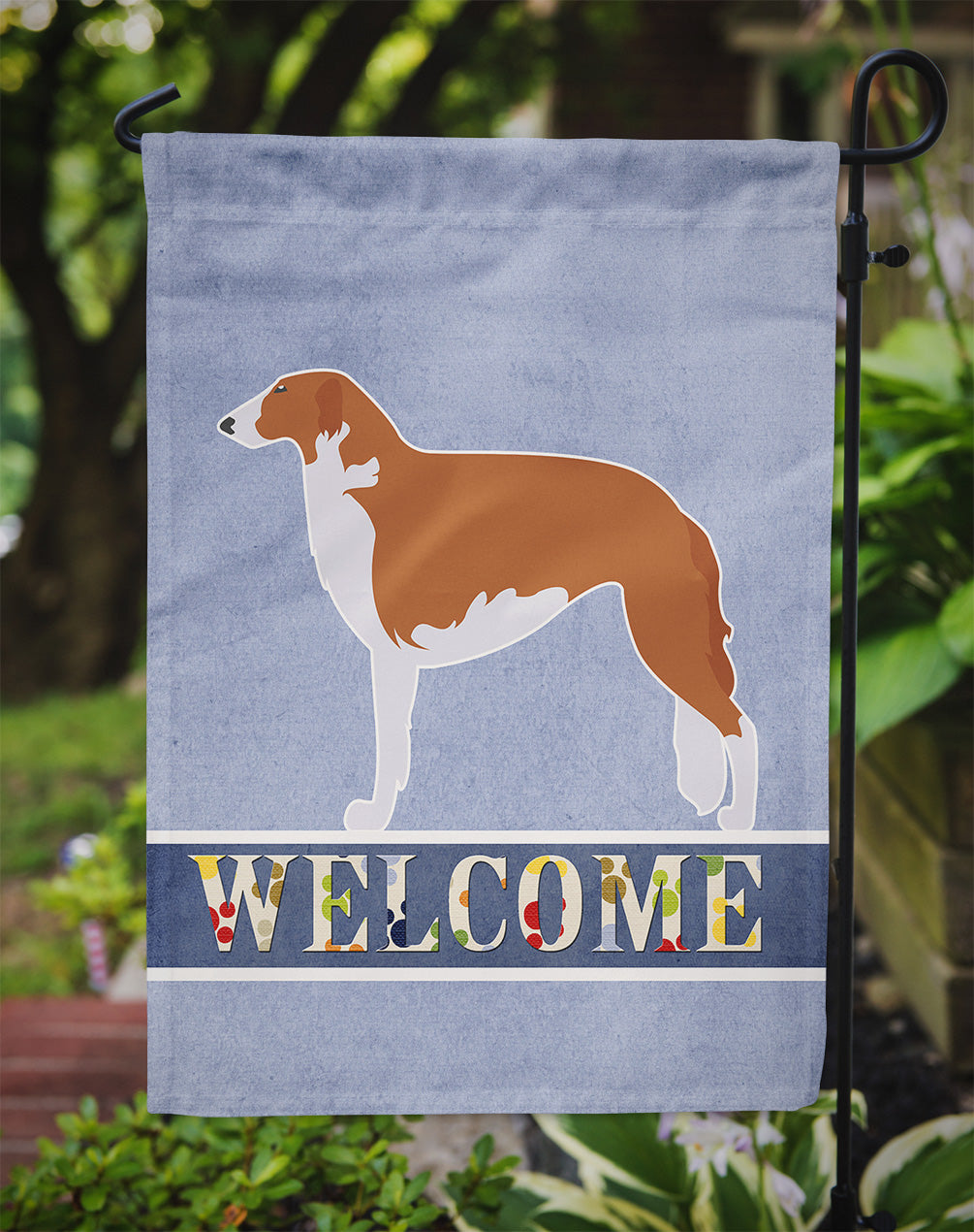 Borzoi Russian Greyhound Welcome Flag Garden Size BB5503GF