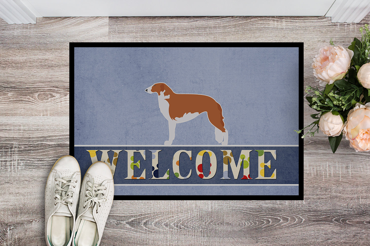 Caroline's Treasures Borzoi Russian Greyhound Welcome Doormat - 18x27 Decorative Floor Mat – Indoor/Outdoor Rug with Artistic Flair BB5503MAT