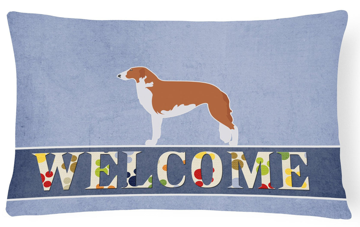Borzoi Russian Greyhound Welcome Canvas Fabric Decorative Pillow BB5503PW1216 by Caroline&#39;s Treasures
