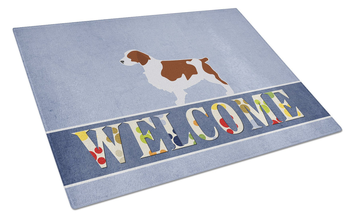 Welsh Springer Spaniel Welcome Glass Cutting Board Large BB5504LCB by Caroline&#39;s Treasures