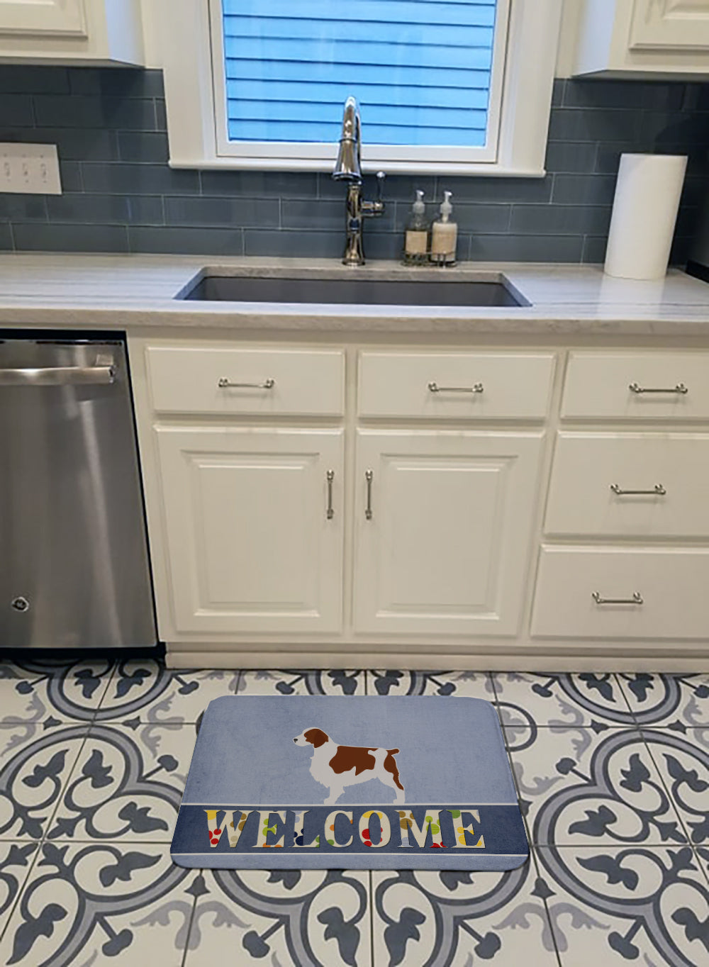Welsh Springer Spaniel Welcome Machine Washable Memory Foam Mat BB5504RUG - the-store.com