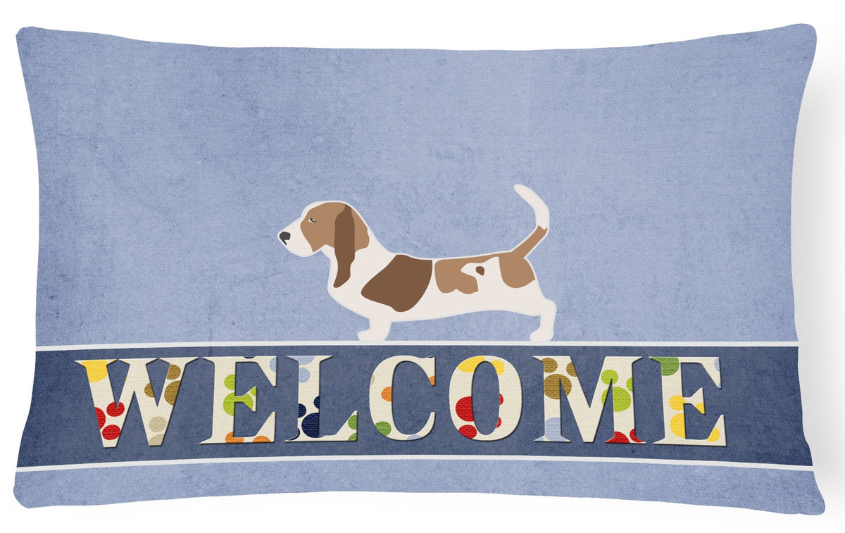 Basset Hound Welcome Canvas Fabric Decorative Pillow BB5506PW1216 by Caroline&#39;s Treasures