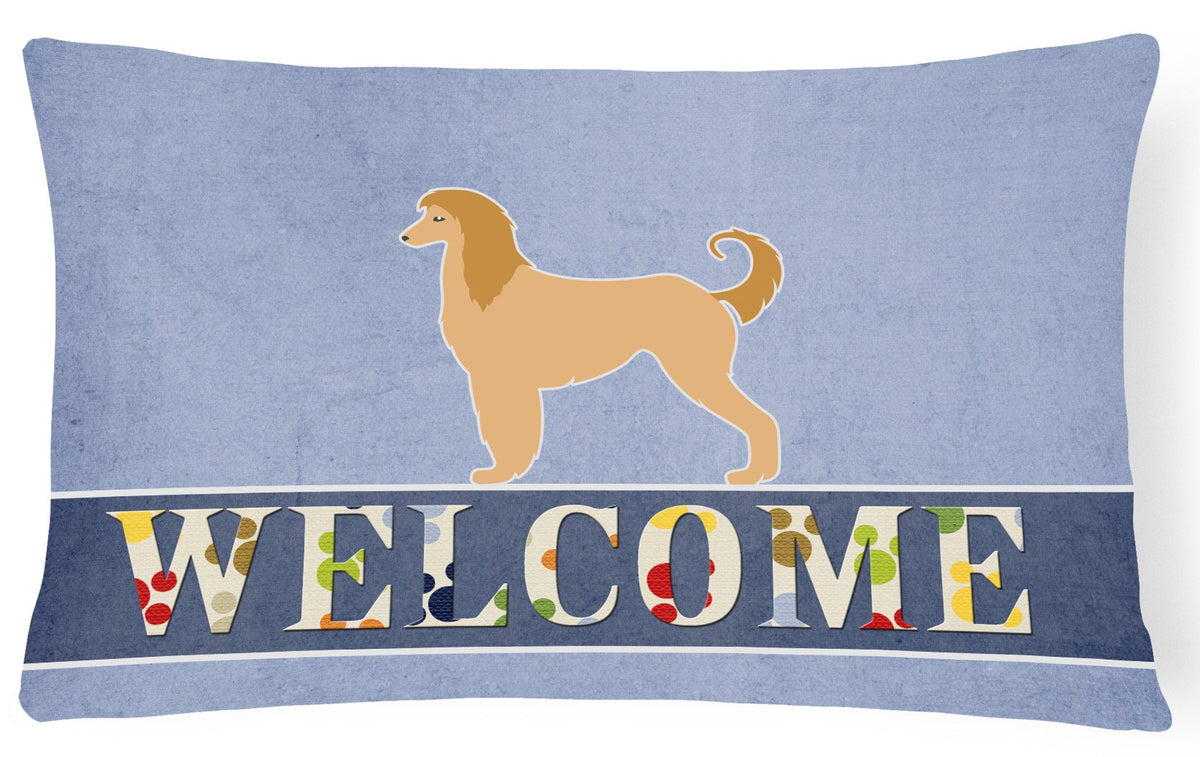 Afghan Hound Welcome Canvas Fabric Decorative Pillow BB5510PW1216 by Caroline&#39;s Treasures