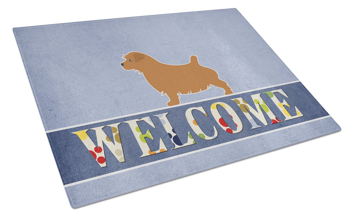 Norfolk Terrier Welcome Glass Cutting Board Large BB5513LCB by Caroline&#39;s Treasures