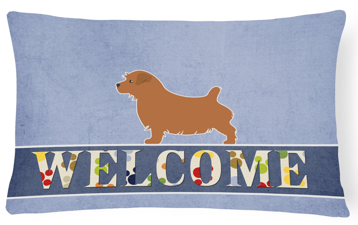 Norfolk Terrier Welcome Canvas Fabric Decorative Pillow BB5513PW1216 by Caroline&#39;s Treasures