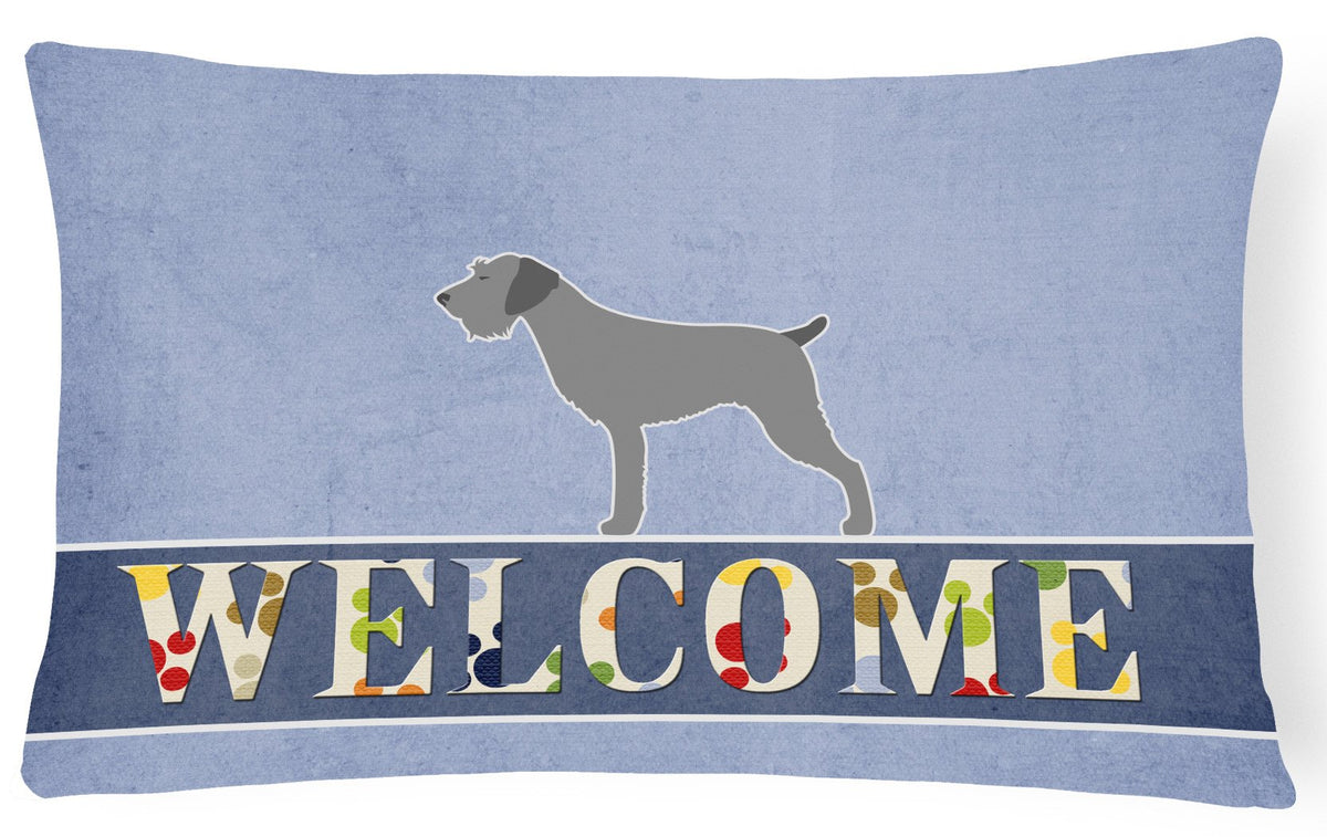 German Wirehaired Pointer Welcome Canvas Fabric Decorative Pillow BB5515PW1216 by Caroline&#39;s Treasures