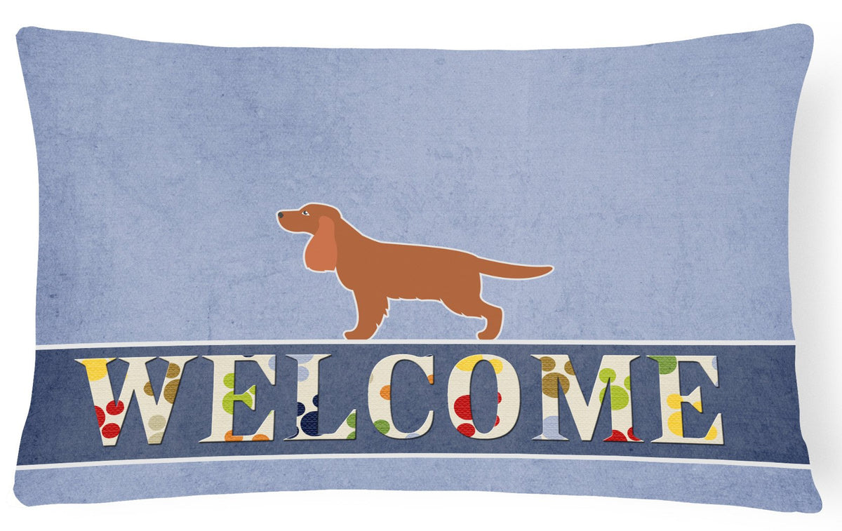 English Cocker Spaniel Welcome Canvas Fabric Decorative Pillow BB5516PW1216 by Caroline&#39;s Treasures