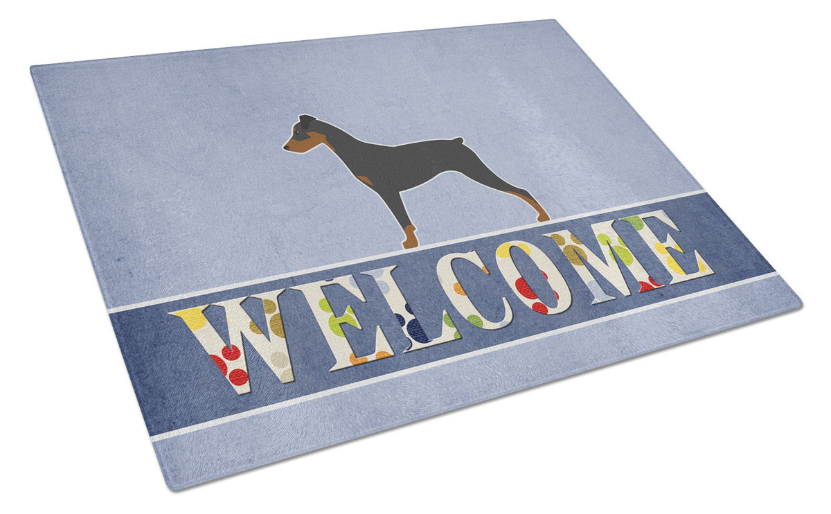 German Pinscher Welcome Glass Cutting Board Large BB5517LCB by Caroline&#39;s Treasures