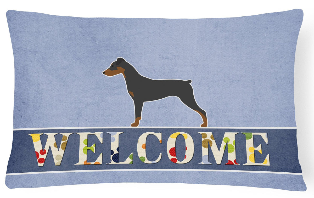 German Pinscher Welcome Canvas Fabric Decorative Pillow BB5517PW1216 by Caroline&#39;s Treasures
