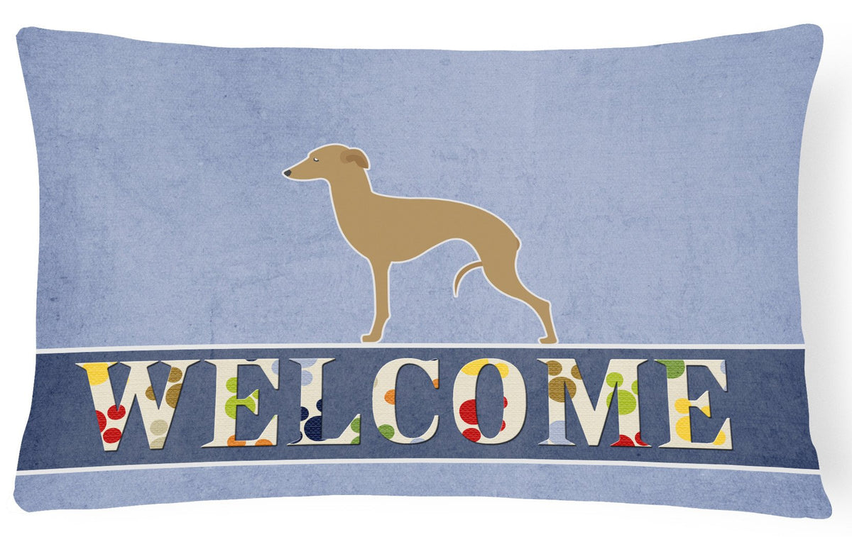 Italian Greyhound Welcome Canvas Fabric Decorative Pillow BB5518PW1216 by Caroline&#39;s Treasures