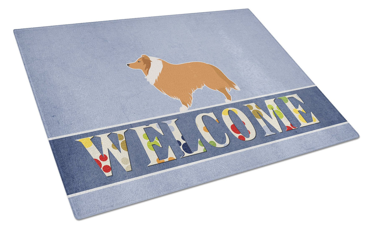 Collie Welcome Glass Cutting Board Large BB5520LCB by Caroline&#39;s Treasures