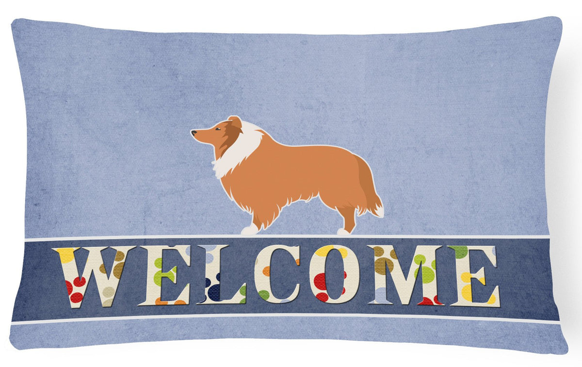 Collie Welcome Canvas Fabric Decorative Pillow BB5520PW1216 by Caroline&#39;s Treasures