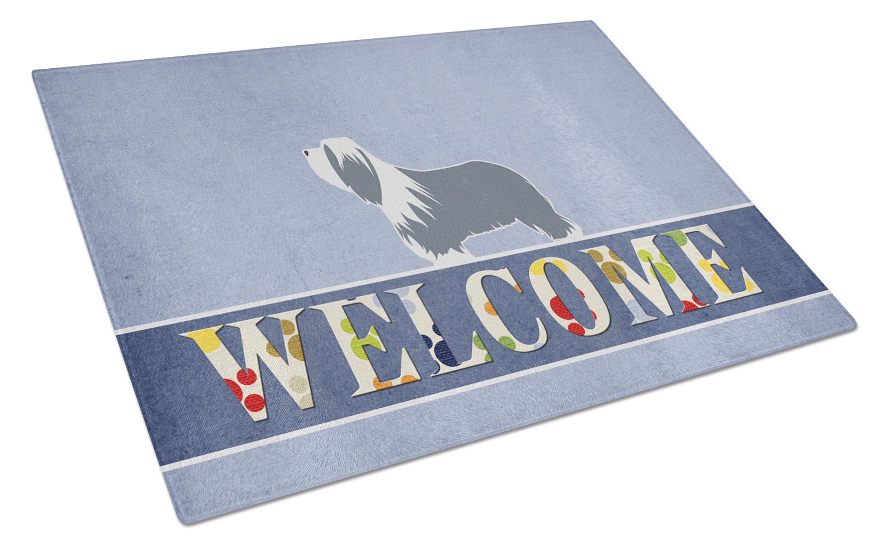 Bearded Collie Welcome Glass Cutting Board Large BB5521LCB by Caroline's Treasures
