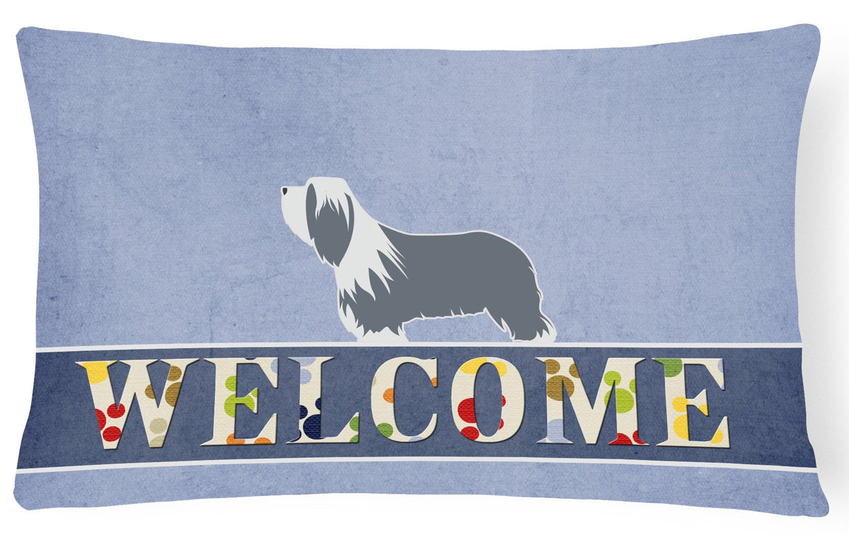 Bearded Collie Welcome Canvas Fabric Decorative Pillow BB5521PW1216 by Caroline&#39;s Treasures