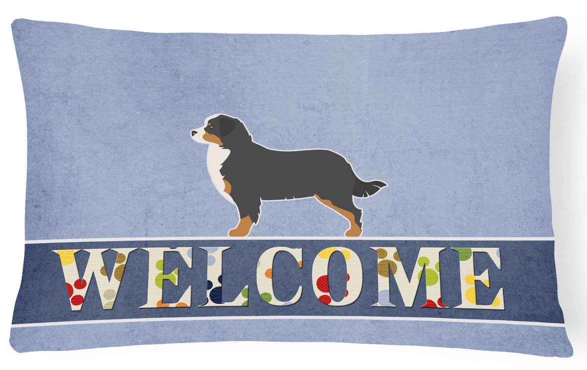 Bernese Mountain Dog Welcome Canvas Fabric Decorative Pillow BB5523PW1216 by Caroline&#39;s Treasures