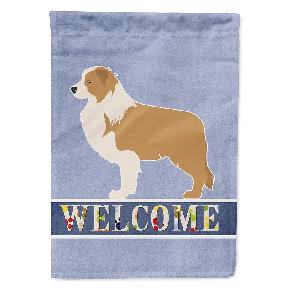 Red Border Collie Welcome Flag Canvas House Size BB5526CHF  the-store.com.