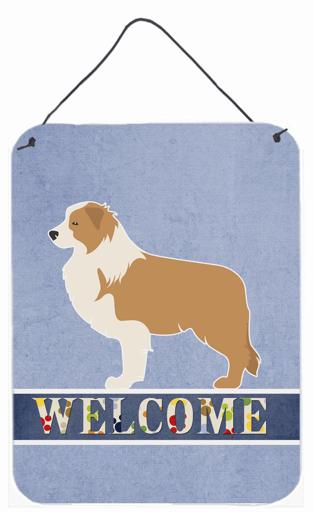 Red Border Collie Welcome Wall or Door Hanging Prints BB5526DS1216 by Caroline&#39;s Treasures