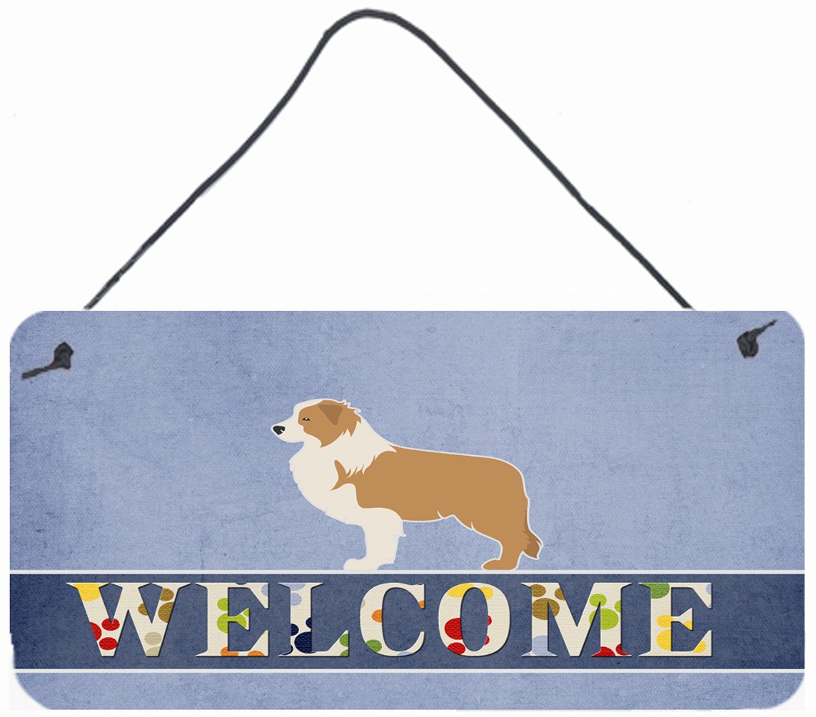 Red Border Collie Welcome Wall or Door Hanging Prints BB5526DS812 by Caroline's Treasures