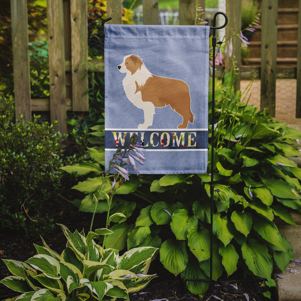 Red Border Collie Welcome Flag Garden Size BB5526GF  the-store.com.
