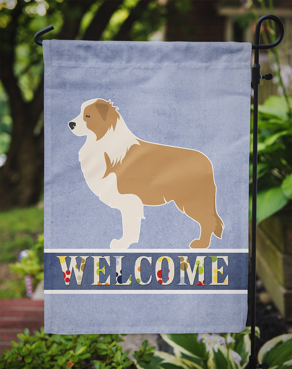Red Border Collie Welcome Flag Garden Size BB5526GF  the-store.com.