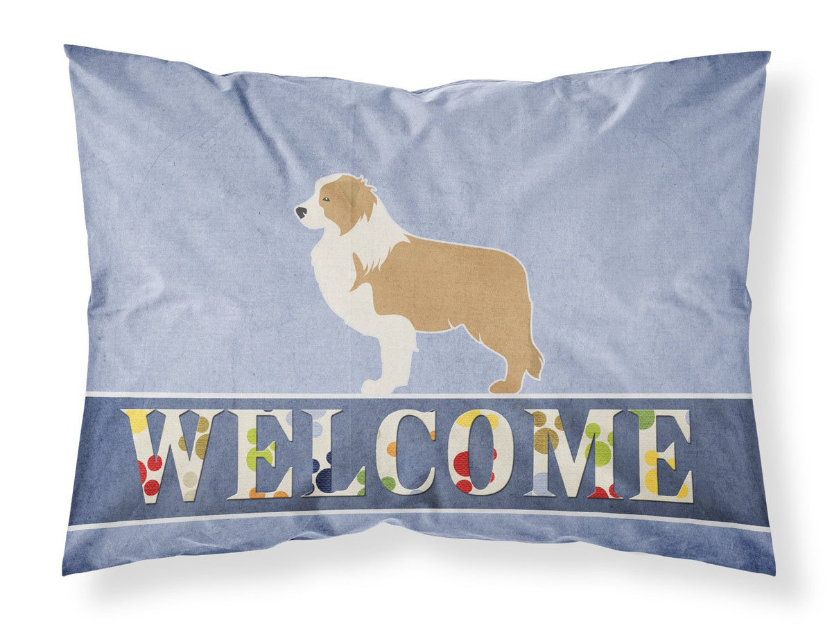 Red Border Collie Welcome Fabric Standard Pillowcase BB5526PILLOWCASE by Caroline&#39;s Treasures