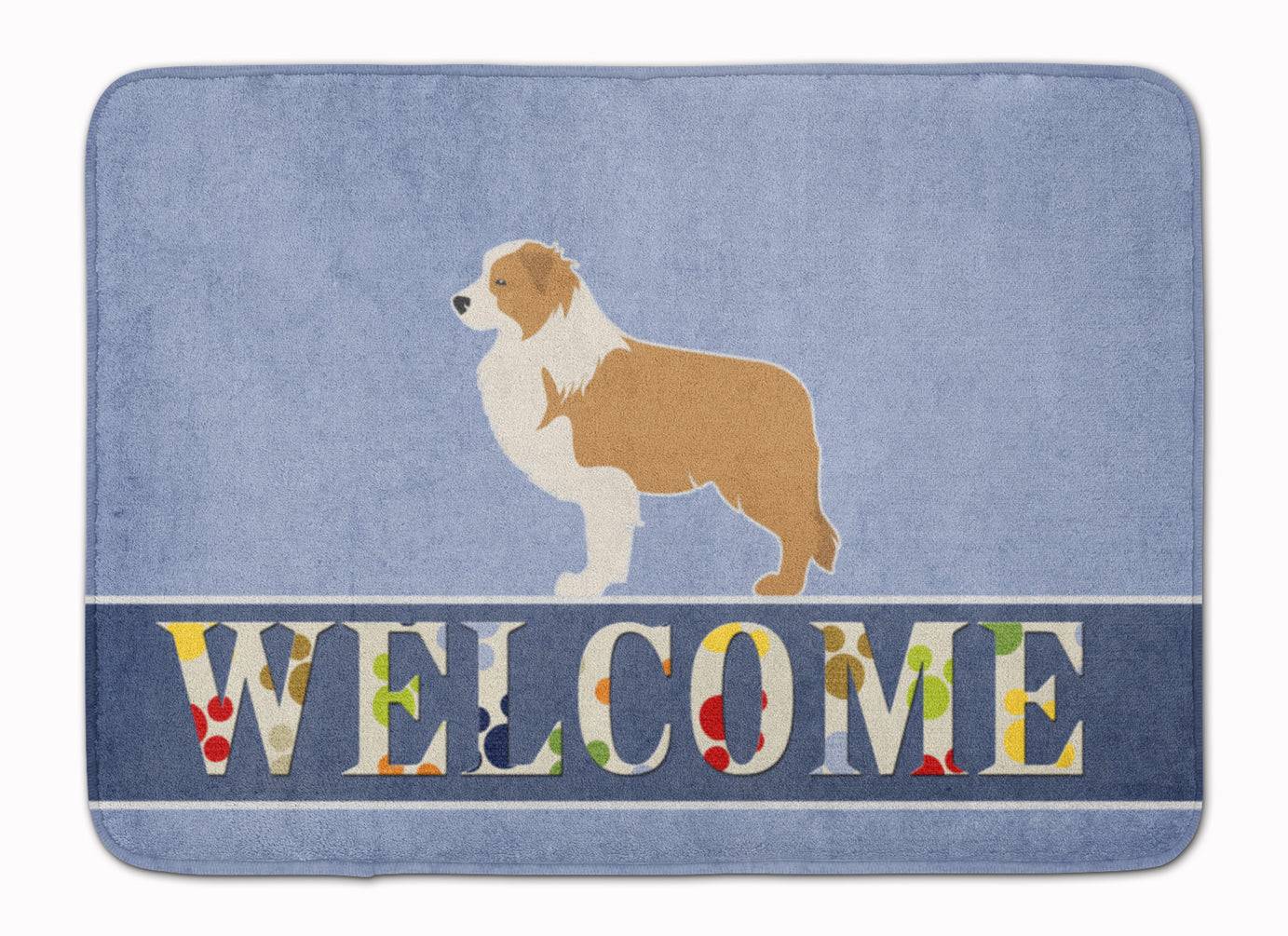 Red Border Collie Welcome Machine Washable Memory Foam Mat BB5526RUG - the-store.com