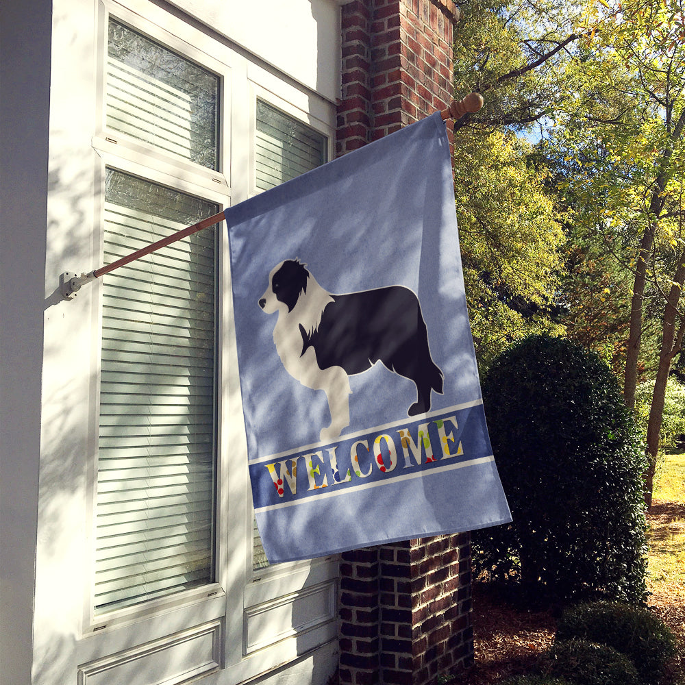 Black Border Collie Welcome Flag Canvas House Size BB5527CHF  the-store.com.