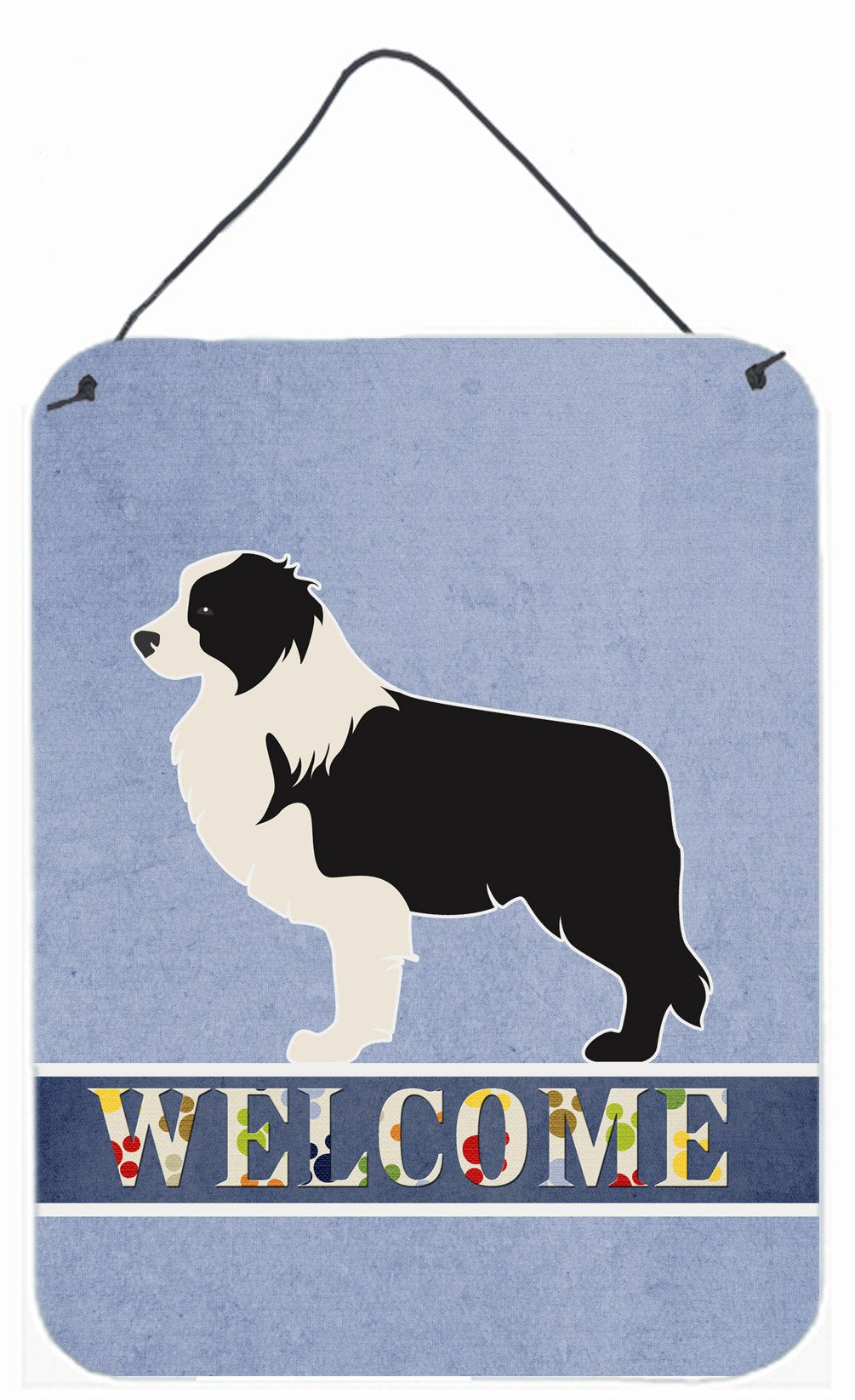 Black Border Collie Welcome Wall or Door Hanging Prints BB5527DS1216 by Caroline's Treasures