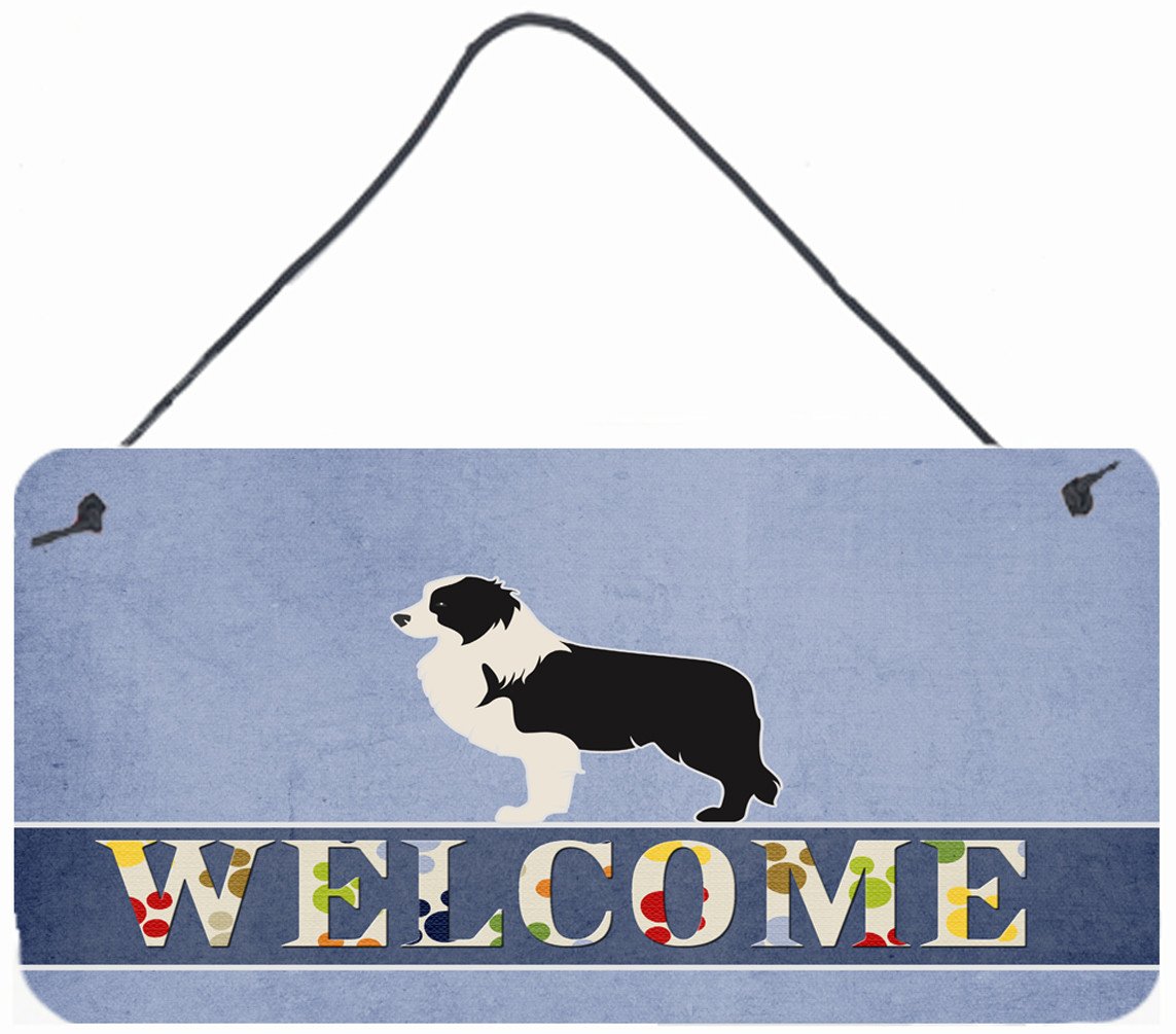 Black Border Collie Welcome Wall or Door Hanging Prints BB5527DS812 by Caroline's Treasures