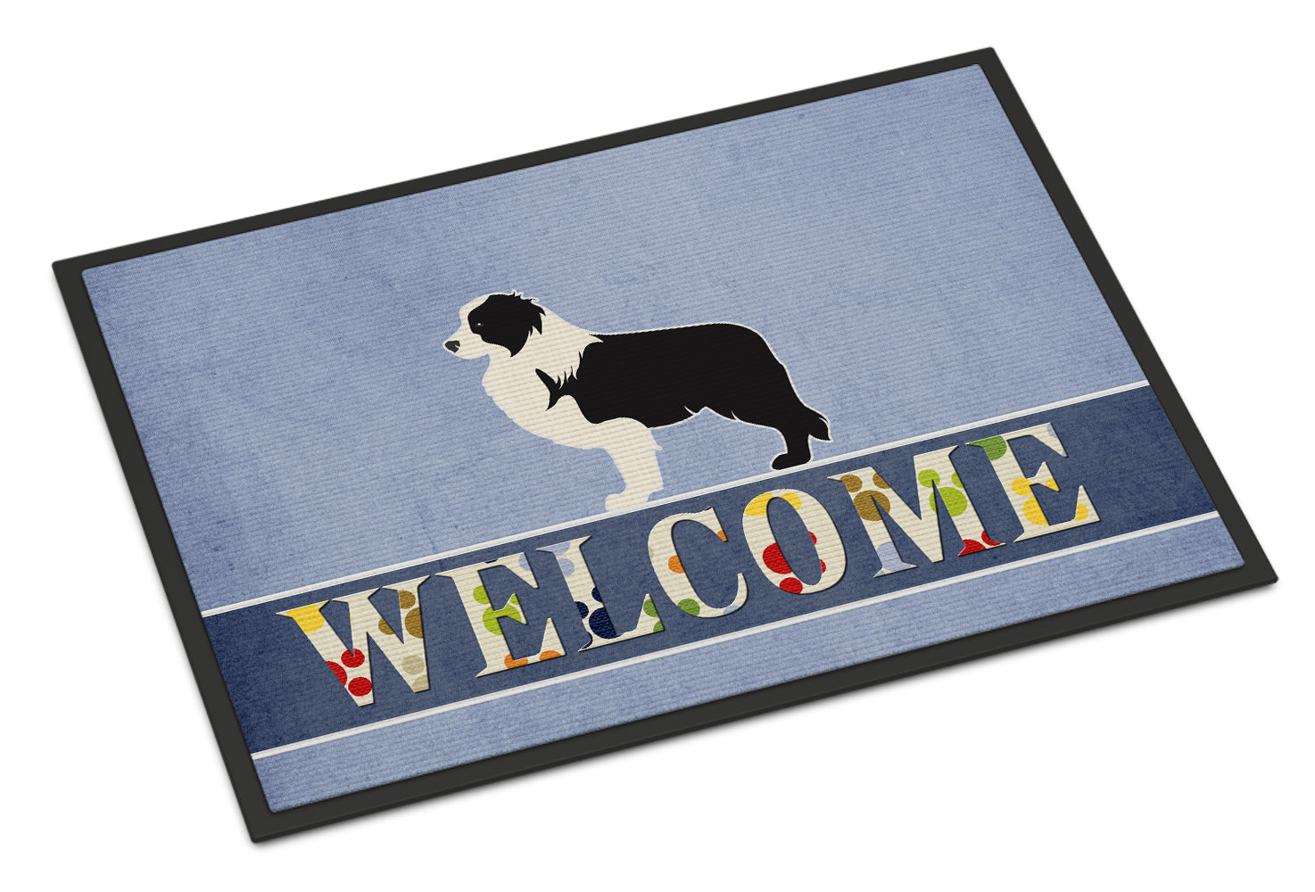 Black Border Collie Welcome Indoor or Outdoor Mat 18x27 BB5527MAT - the-store.com
